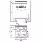 Gas Oven Range - 19kW - 4 burners - with Electric Oven Convection Oven - 3kW