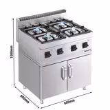 Kuchenka gazowa - 14 kW - 4 palnikowa- z podstawą z 2 drzwiczkami