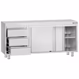 Työpöytäkaappi ECO ruostumattomasta teräksestä - 1800x700mm - 3 laatikkoa vasemmalla ilman koroketta