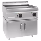 Plancha de asar eléctrica - con revestimiento de cromo duro - 9 kW - Lisa - incl. subestructura con 2 puertas