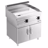 Plaque à griller électrique - avec revêtement en chrome dur - 9 kW - surface lisse - avec soubassement à 2 portes inclus         