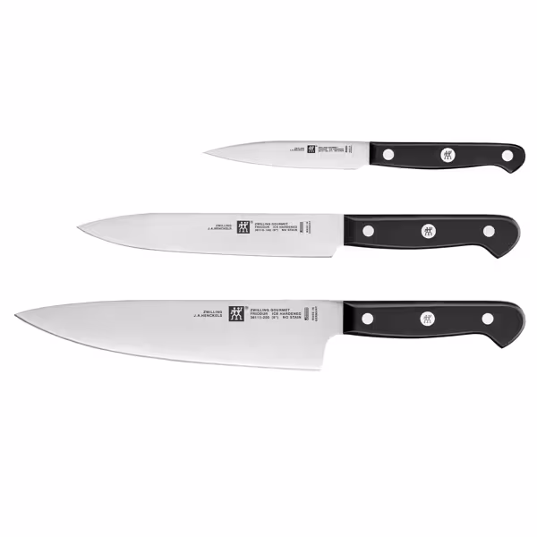 (3 pieces) ZWILLING | GOURMET Knife Set – Chef 20 cm - Slicing 16 cm - Paring 10 cm - Black Handle