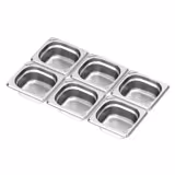 (6 pcs) Acier inoxydable Bac GN GN 1/6 - Profondeur: 65mm