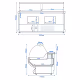 Koelvitrine - 2025x1150mm - gebogen ruit - granieten werkblad - LED-verlichting - automatische ontdooiing